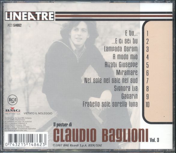 3x2 CD CLAUDIO BAGLIONI   IL POSTER DI BAGLIONI VOL. 3 CD QUASI 