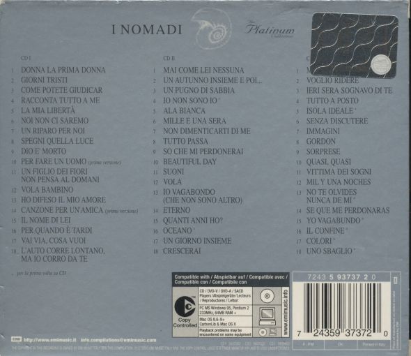 NOMADI   THE PLATINUM COLLECTION BOX 3x CD  